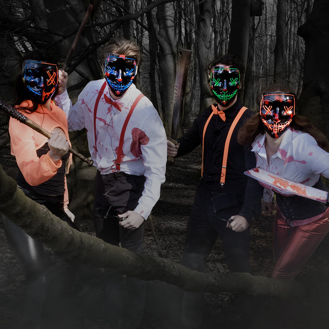 Gothic korset om de taille in een horrorgroep voor een halloweenfeest
