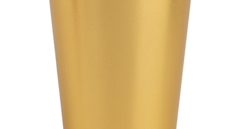 Gouden kartonnen feestbeker van 25 cl met effen metallic buitenkant en witte binnenkant