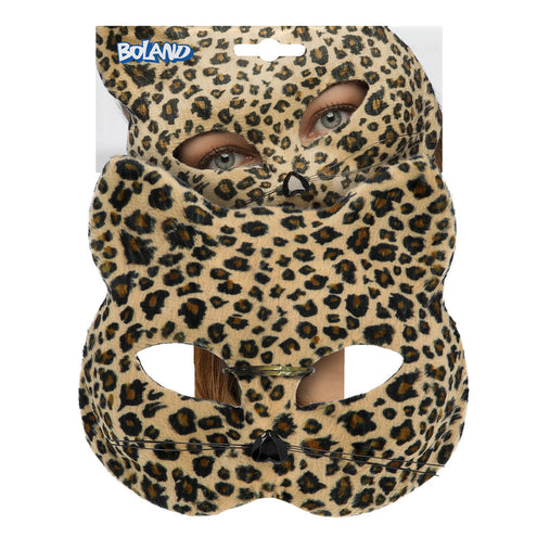 Halfmasker luipaard Feline van Boland in verpakking met luipaardprint