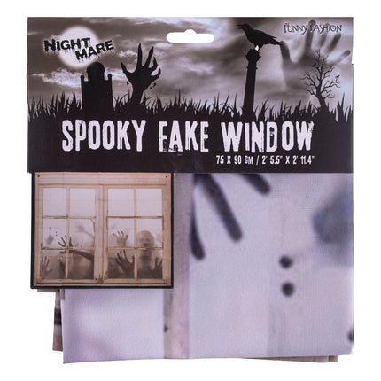Halloween raamdoek 90x80 cm met spookachtige handafdrukken en schaduwen, decoratie voor het raam