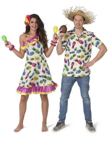 Hawaii jurkje Annabel voor dames gedragen bij een tropische outfit tijdens een beach party