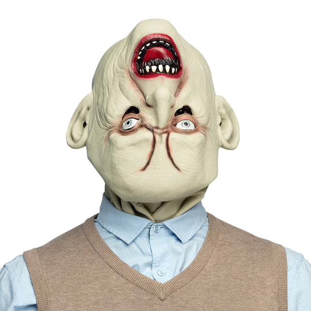 Heren griezelmasker Balthazar gedragen over het hele hoofd, met mond boven de neus