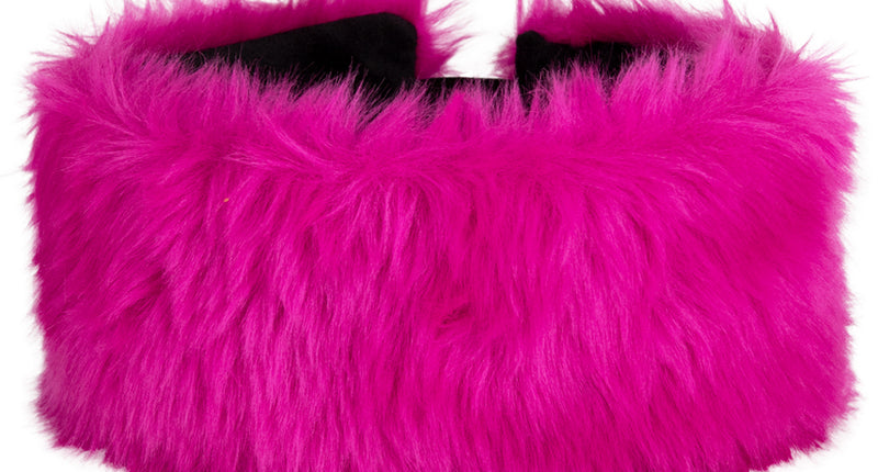 Hoofdband pluche purple, brede haarband met lange felroze haren voor een themafeest