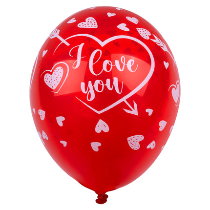 I love you ballon rood met wit hart, pijl en hartjes, voor Valentijnsdag
