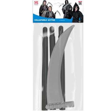 Inklapbare zeis 102 cm in verpakking met grijs blad en zwarte steeldelen