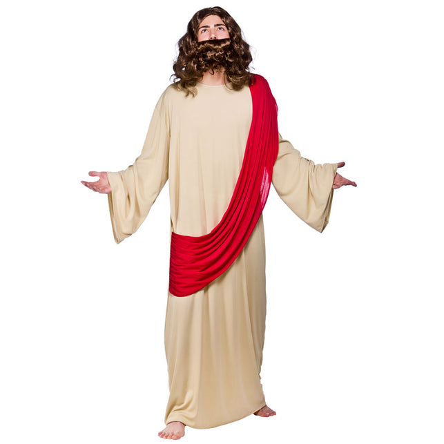 Jezus pak volwassenen met crème lange tuniek en rode sjerp over de schouder, voor heren