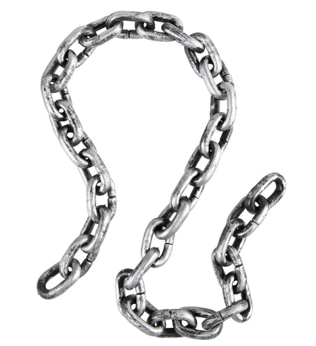 Ketting boeven geschakeld 150cm in zilvergrijs met zwarte schaduwen tussen de ovale schakels