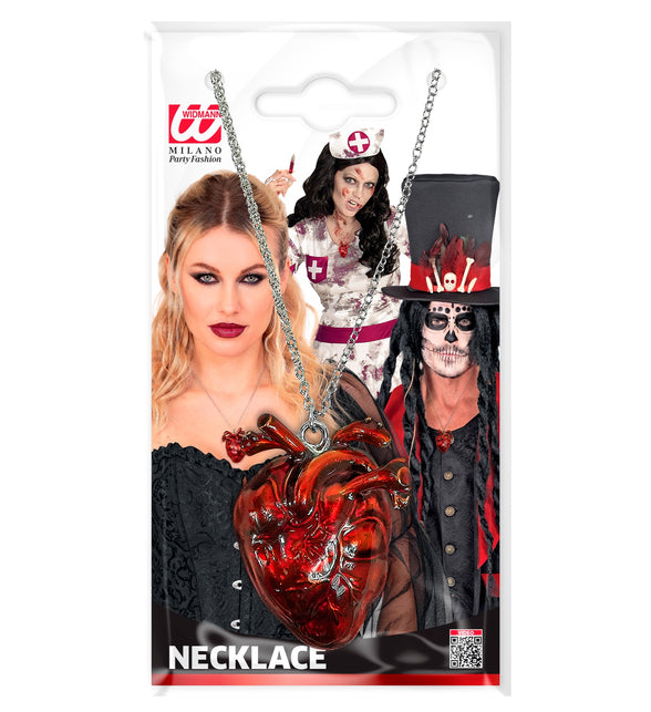 Ketting hart halloween Yara in verpakking van Widmann met voorbeeldlooks