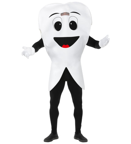 Kies pak volwassenen in wit met lachende mond en witte handschoenen, vooraanzicht voor carnaval