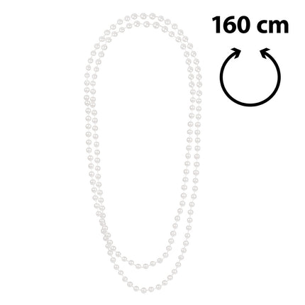 Lange witte parelketting uit de Gatsby set, dubbel gelegd