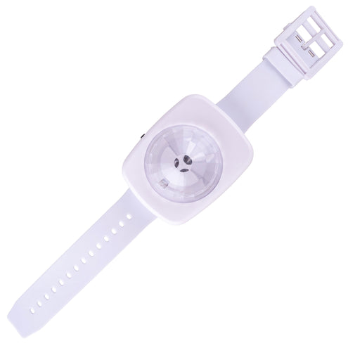 Lichtgevende armband met rgb licht wit, gladde band met vierkante gesp en facetgeslepen koepel