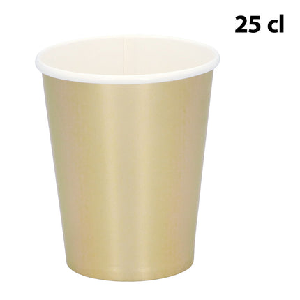 Los papieren bekertje goud van 25 cl met witte binnenkant en omgerolde rand, voor een verjaardag