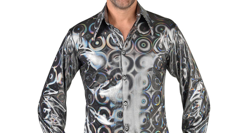 Magic by Freddy's Overhemd holografisch  cirkel zilver heren