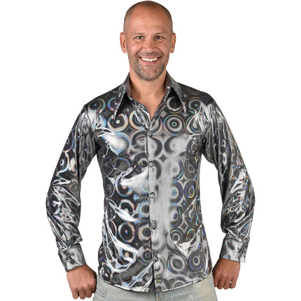 Magic by Freddy's Overhemd holografisch  cirkel zilver heren