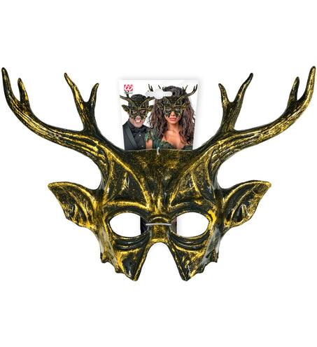 Masker Baphomet in verpakking met kaart, gehoornd oogmasker met elastiek