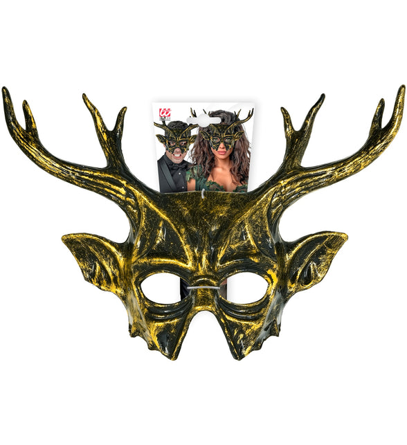 Masker Baphomet in verpakking met kaart, gehoornd oogmasker met elastiek