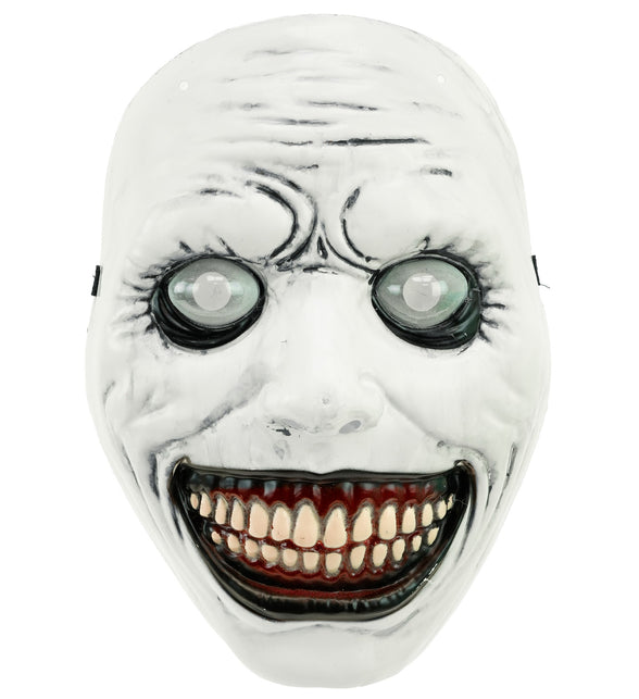 Monstermasker met bolle ogen, wit gezichtsmasker met brede grijns en tanden, voor Halloween