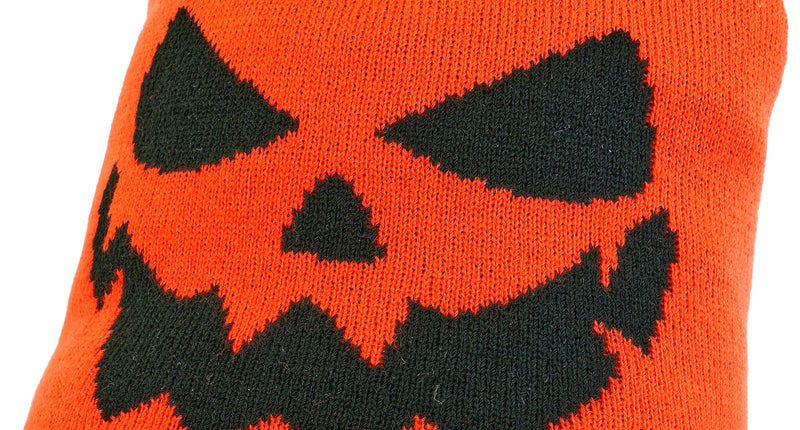 Muts pompoen oranje met zwart gebreid pompoengezicht, gebreide beanie voor Halloween