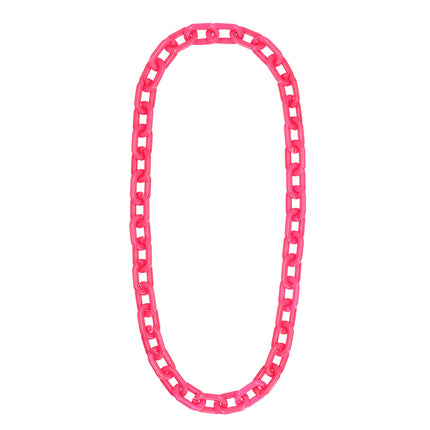 Neonroze ketting Vibe plat neergelegd als gesloten ovaal van glanzende acryl schakels