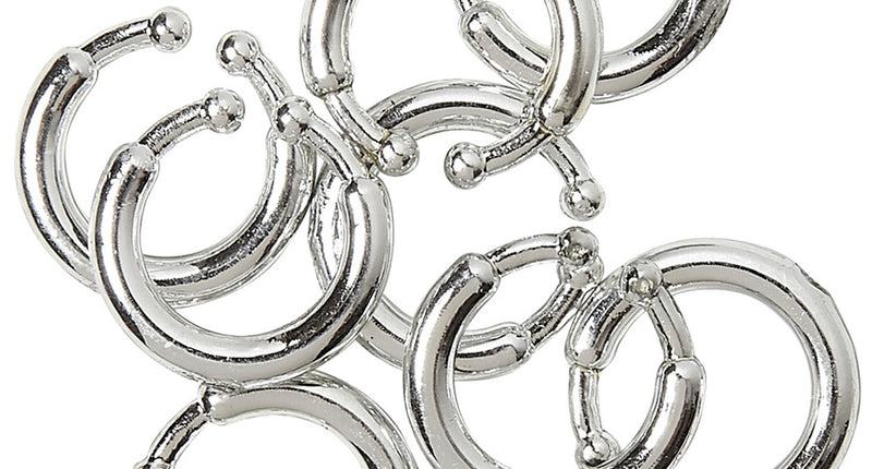 Nep piercing clip in zilver, meerdere open ringetjes met balletjes in glanzende metaallook