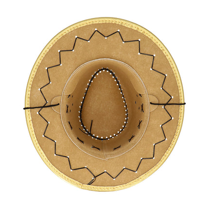 Onderkant van de cowboyhoed Savanne goud met zandkleurige binnenrand en zwart kinkoord