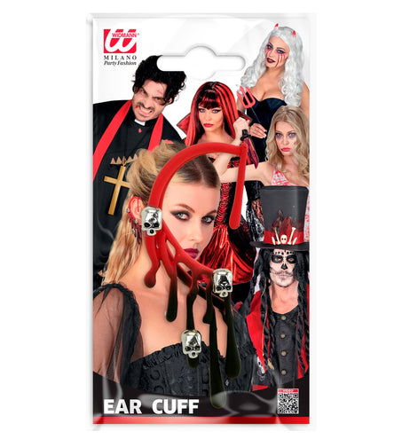 Oorcuff bloed en schedels in de verpakking van Widmann, Halloween oorsieraad voor dames
