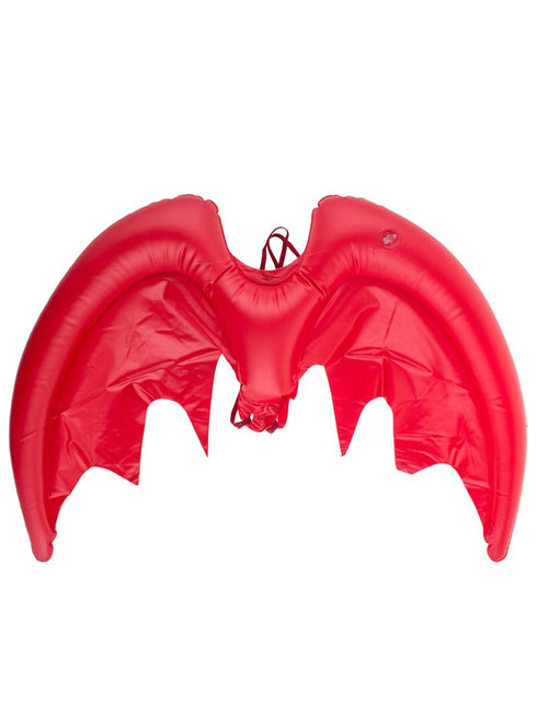 Opblaasbare vleugels vleermuis rood van PVC met gepunte onderranden en bandjes, voor Halloween