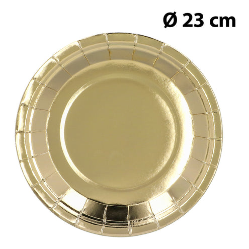 Papieren bordje goud met diameter van 23 cm voor een verjaardag, bruiloft of jubileum