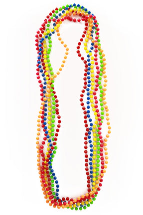 Parelketting multicolour, zes kralenkettingen van 80 cm in rood, blauw, geel, groen en oranje