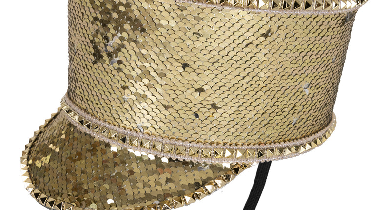 PartyXplosion Kolbak fanfare hoed Pailletten goud