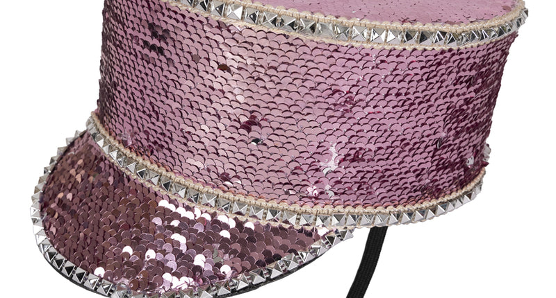 PartyXplosion Kolbak fanfare hoed Pailletten roze