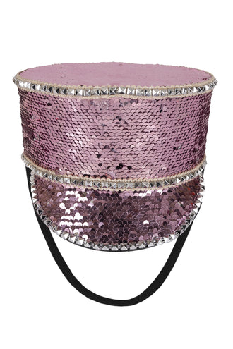 PartyXplosion Kolbak fanfare hoed Pailletten roze