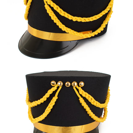 PartyXplosion Kolbak fanfare hoed zwart met goud
