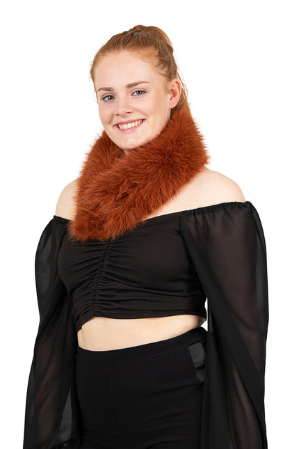 PartyXplosion Nep bont sjaal caramel met clip