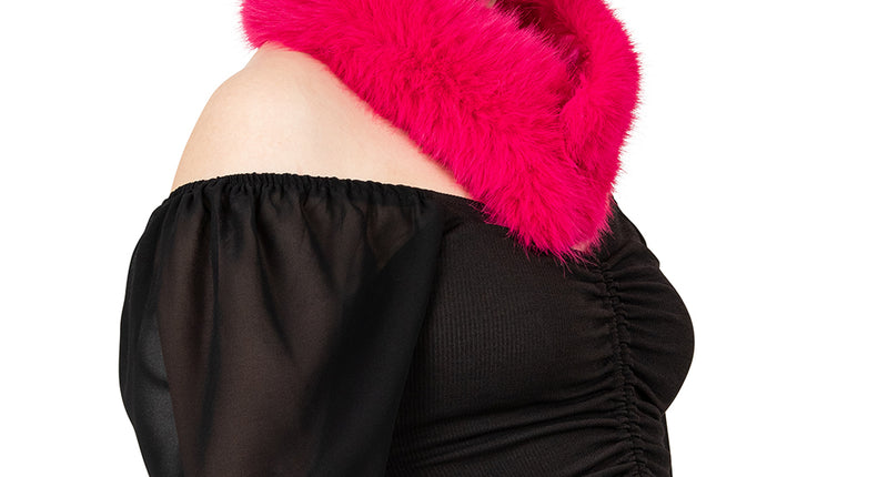 PartyXplosion Nep bont sjaal diep rood met clip