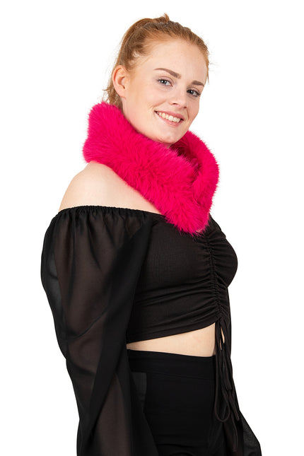 PartyXplosion Nep bont sjaal diep rood met clip