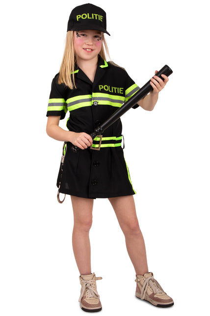 PartyXplosion Politie jurkje meisje blauw met jurkje en pet