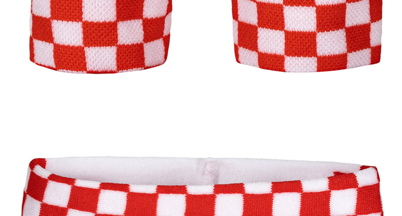 PartyXplosion Zweetbandjes set rood wit geblokt Brabant