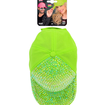 Pet strass neon groen in Widmann-verpakking met vermelding glow onder UV-licht