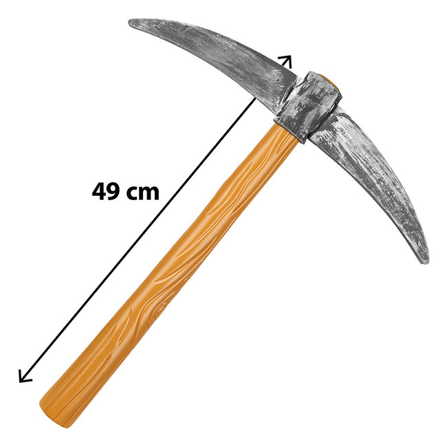 Pikhouweel Skullsplitter 49 cm met verweerd grijze kop en okergele steel met houtnerf