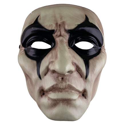 Purge masker van pvc met bleek gezicht en glanzend zwart omrande ogen voor Halloween