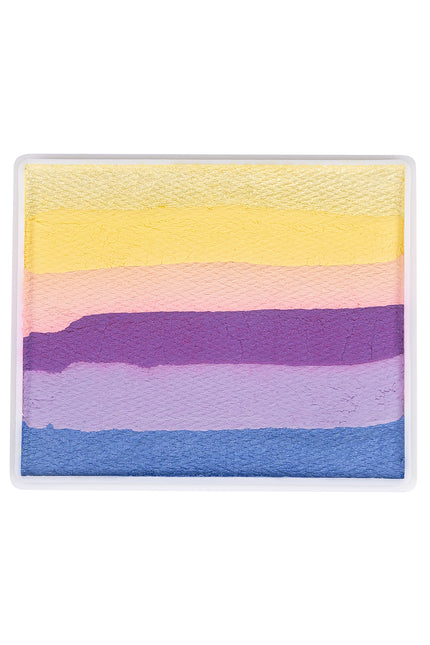 PXP Big Unicorn pastel lavender splitcake schmink met banen pastelgeel, roze, paars, lila en blauw