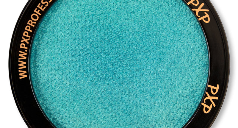 PXP schmink pearl Heavenly Blue, turquoiseblauwe aquaschmink met glans in rond potje van 10 gram