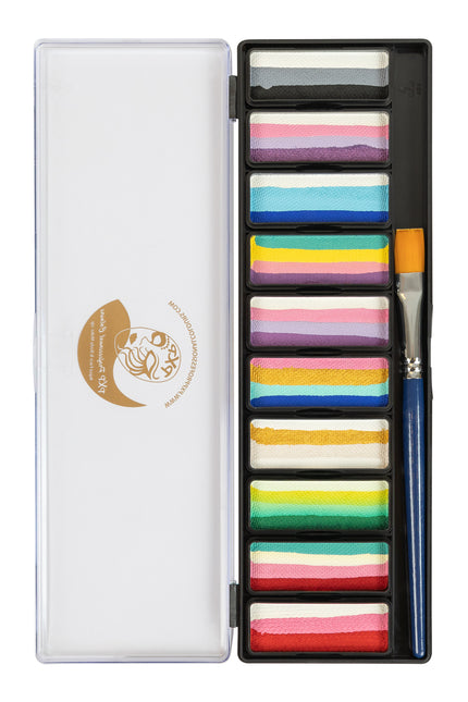 PXP splitcake palette blurred lines met tien splitcakes in pastel en felle tinten plus blauw penseel