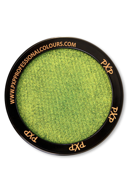 PXP waterschmink pearl golden dragon green, limoengroene schmink met gouden glans in potje van 10 gram