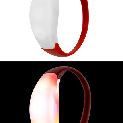 Rode lichtgevende armband met melkwitte koepelkap, oplichtend in het donker