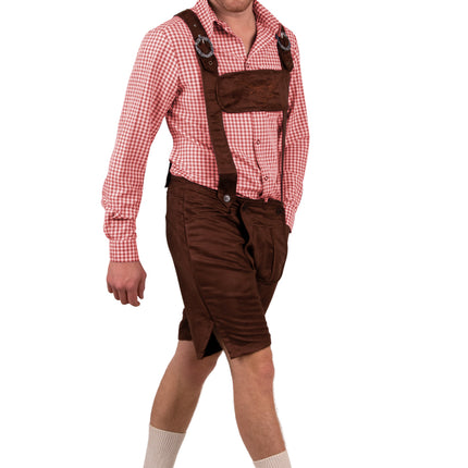 Rood-wit geruite Tiroler blouse voor heren, basis van een Beierse Oktoberfest-look
