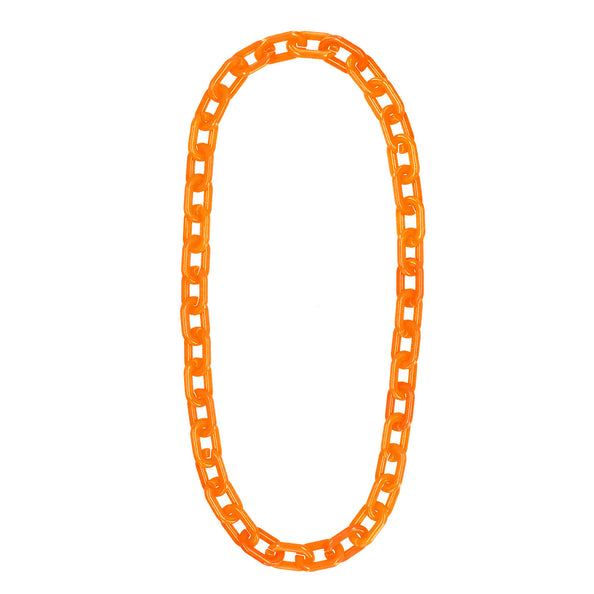 Schakelketting Vibe neonoranje los uitgelegd, rechthoekige acrylschakels met gemarmerde glans