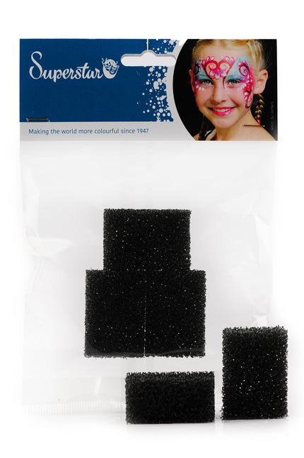 Stipple sponsje set van 3 van Superstar, zwarte grove schminksponsjes in verpakking
