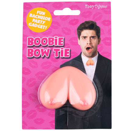 Strik met borsten van Funny Fashion op roze verpakkingskaart